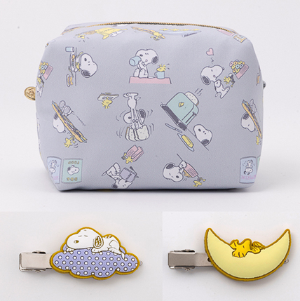 SNOOPY ふわふわ BIG ポーチ &すやすや前髪クリップ 2 個セット BOOK
