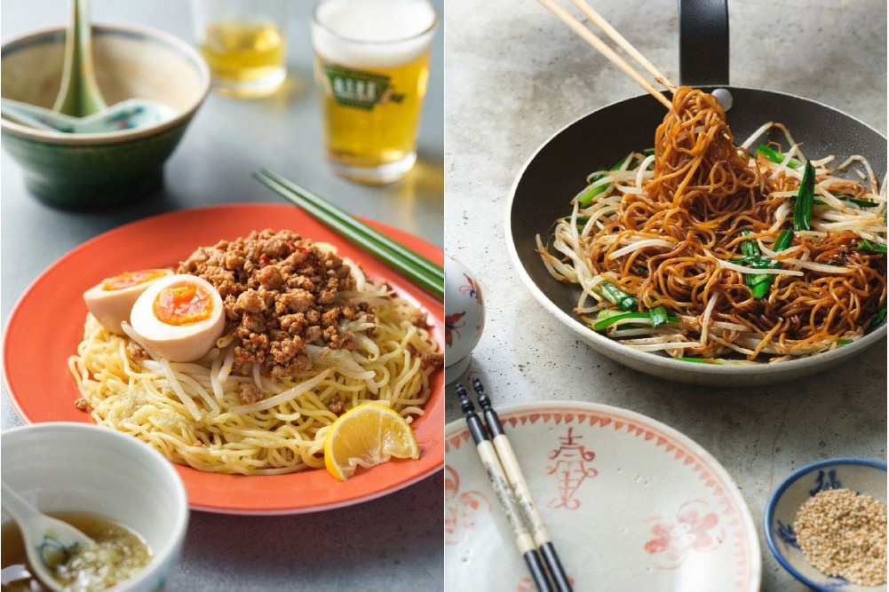 屋台風台湾焼そば（台湾/左）と豉油皇炒麵（香港/右）