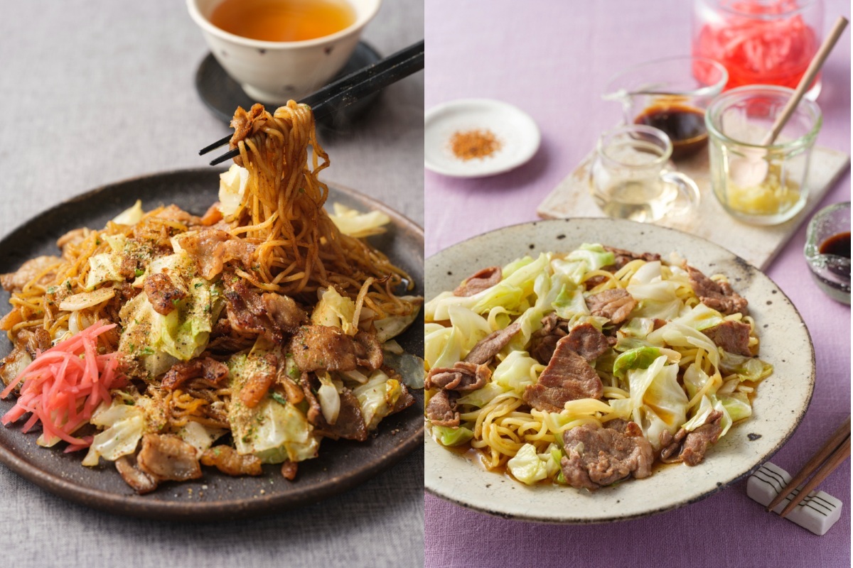 富士宮焼そば風（静岡/左）と伊那ローメン風（長野/右）