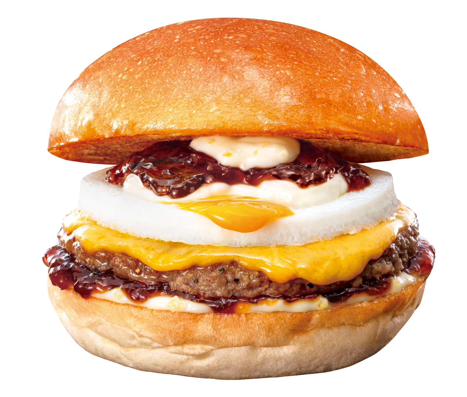 「和風半熟月見 絶品チーズバーガー」（590円）