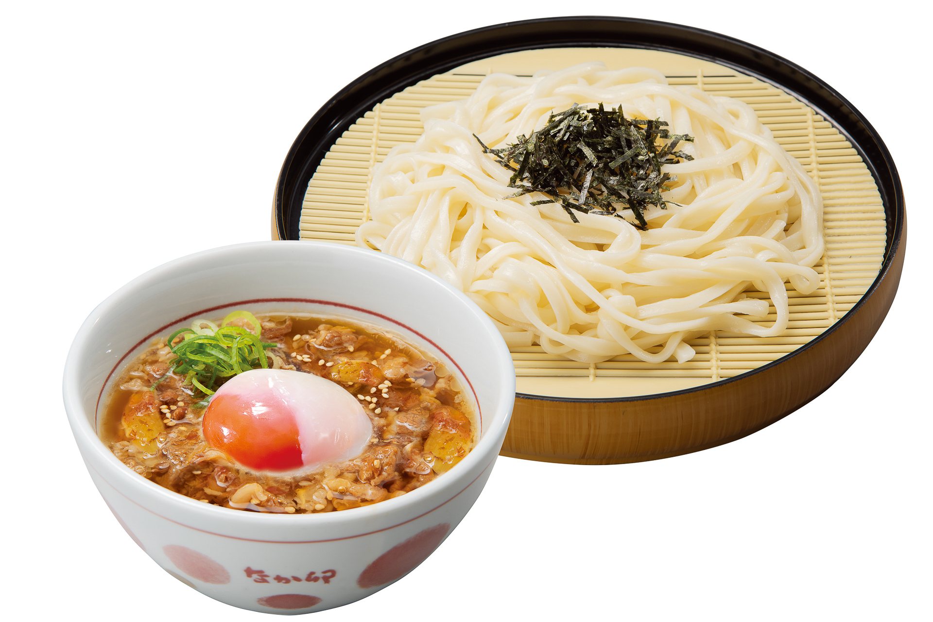 「月見温たま牛肉つけうどん」（並 700円、大 800円、特 900円）