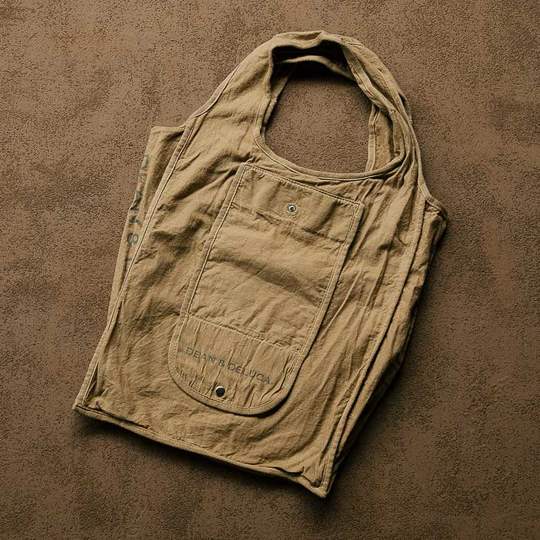 DEAN & DELUCA 珈琲染めショッピングバッグ ブラウン　エコバッグ ブラウン】ディーンアンドデルーカ 珈琲染めショッピングバッグ