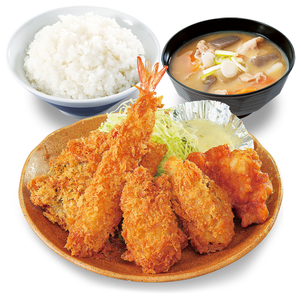 かつや「秋の海鮮フライ定食」（1089円/券売機店舗 1090円）