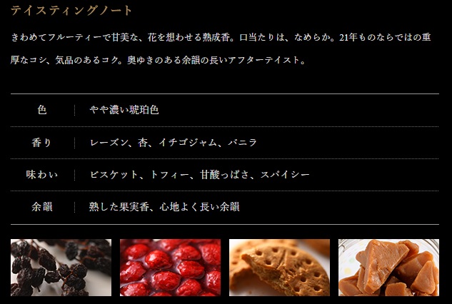 ウイスキー響21年のテイスティングノート