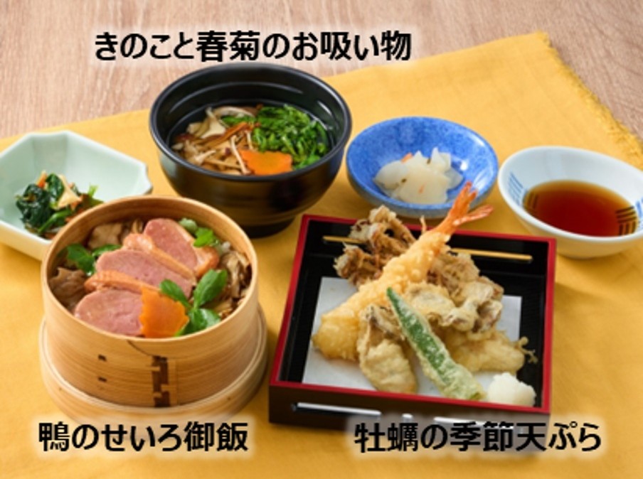 組み合わせ例1 肉厚の鴨×サクふわ天ぷらで大満足！