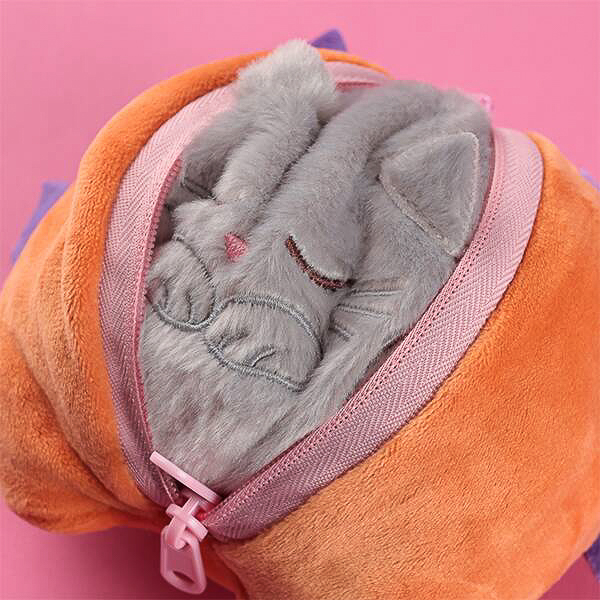 「リバーシブルポーチ」オレンジモンスター＆ネコ