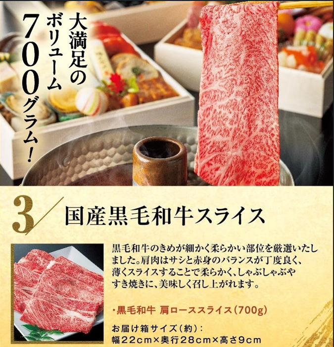 「国産黒毛和牛スライス」（700g）