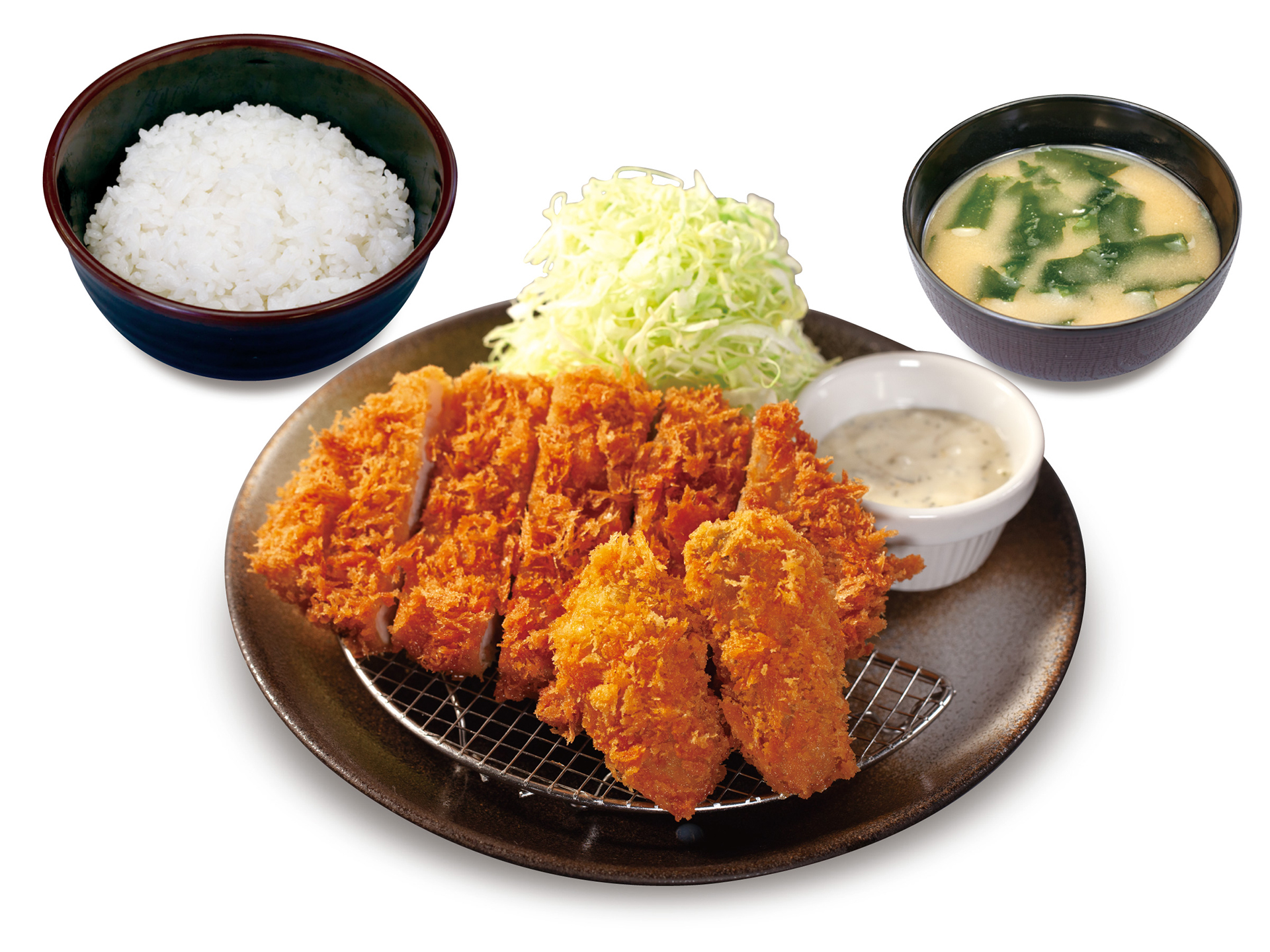 「ロースかつ＆カキフライ（2個）定食」（990円）