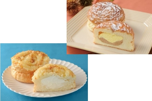 ローソンの「至福のマロン＆マロン」（右）と「至福のチーズ＆チーズ」（左）