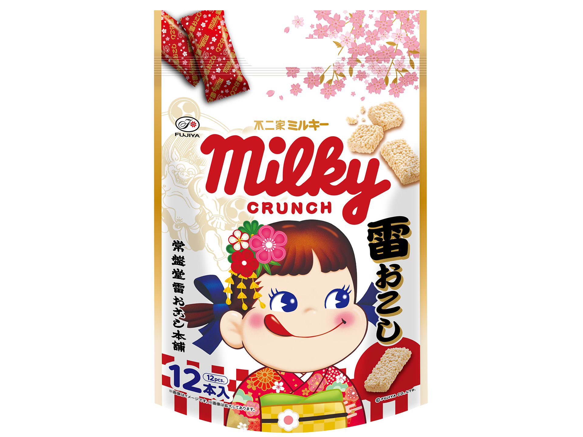 不二家×常盤堂雷おこし本舗「ミルキークランチ雷おこし」