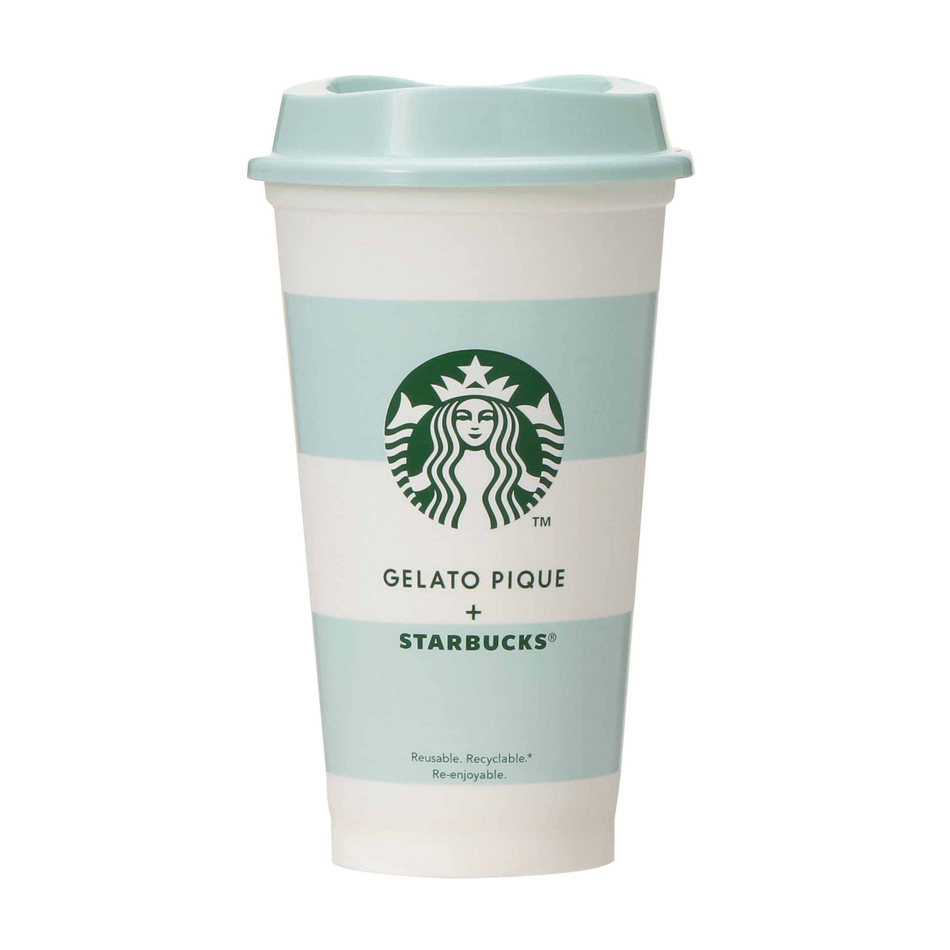 gelato pique ボーダーリユーザブルカップ ミントグリーン 473ml