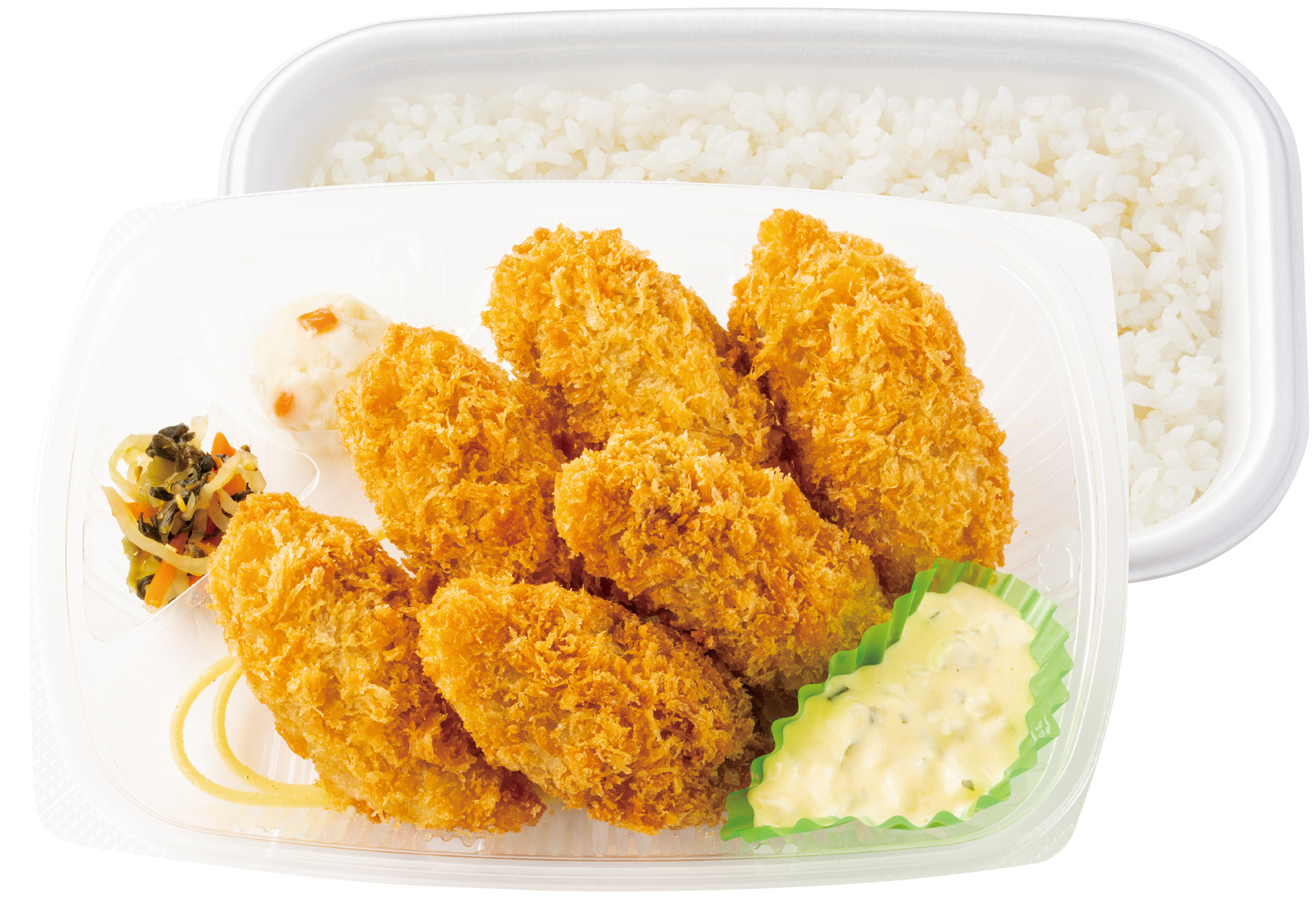 しっかり大満足 6コ入り カキフライ弁当（970円）