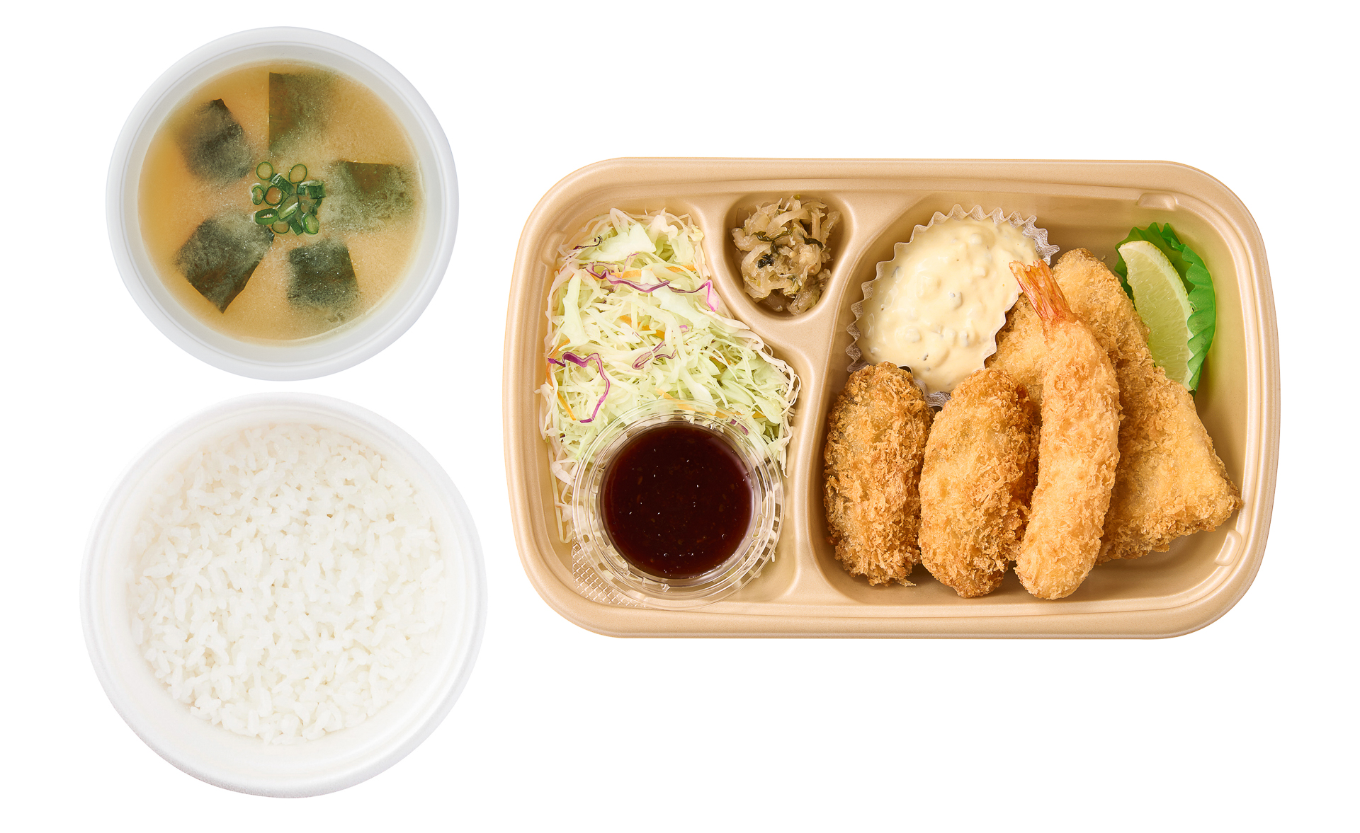 「［テイクアウト］かきフライミックス ごはん・みそ汁付」（1,020円）