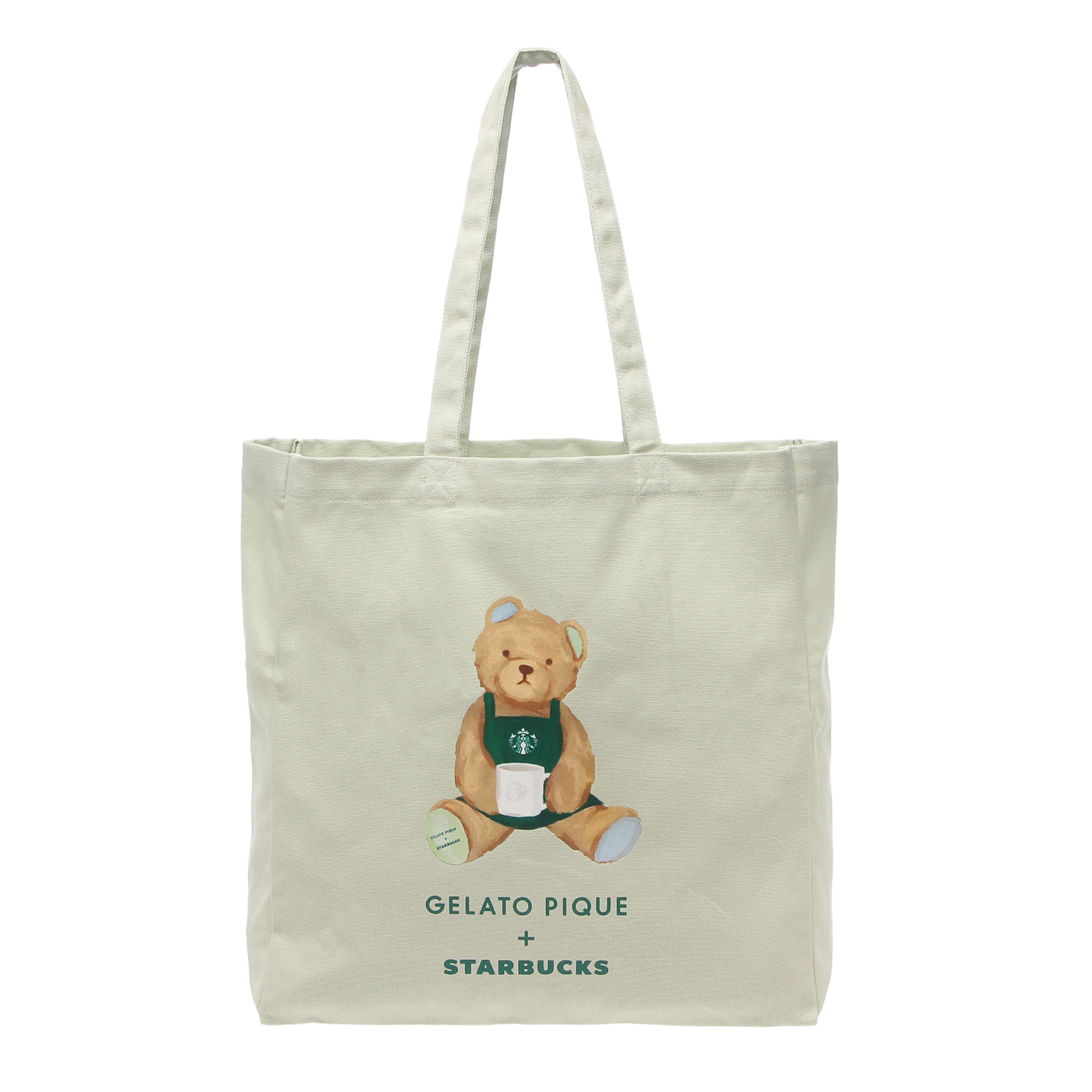 gelato pique ベアプリントマチ付トートバッグ ミントグリーン