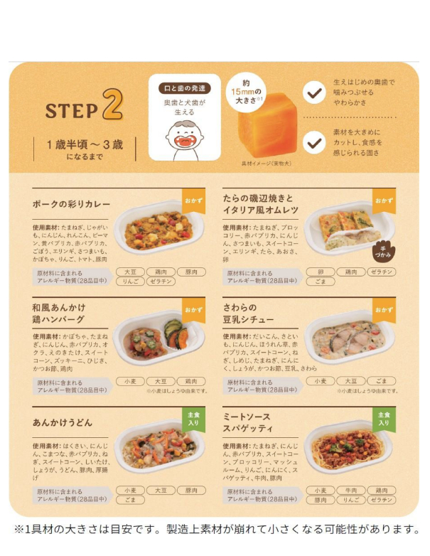 STEP2（1歳半頃～3歳）メニュー全6種