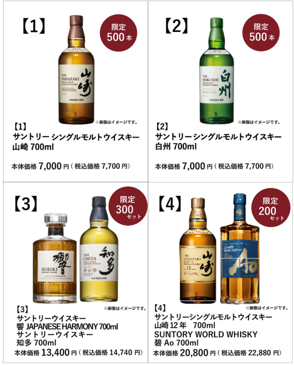 イオン・イオンスタイル「ウイスキー抽選販売」対象のウイスキー一覧