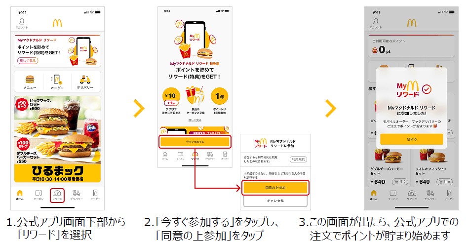 「Myマクドナルド リワード」エントリー方法