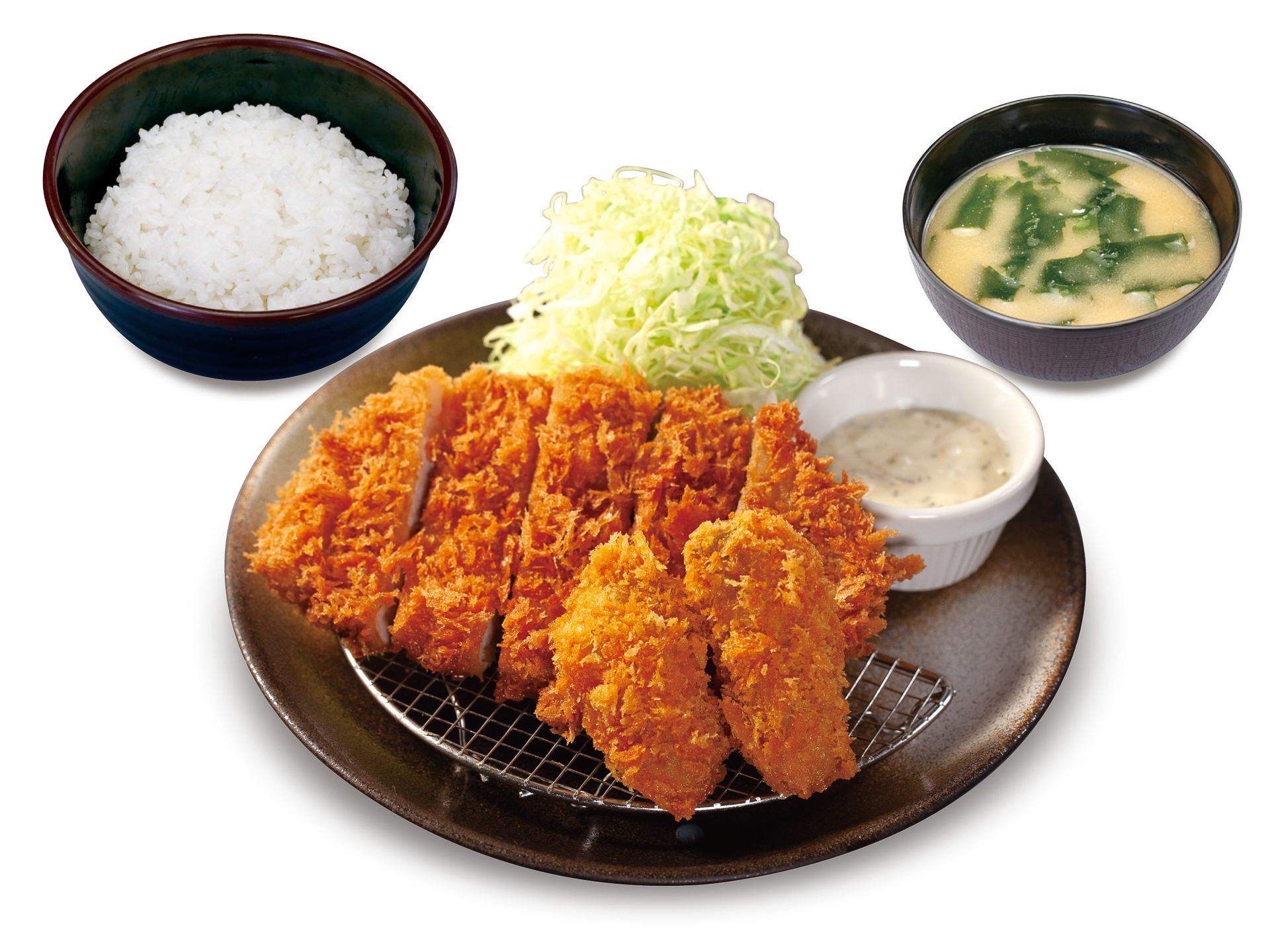 「ロースかつ＆カキフライ（2個）定食」（990円→クーポン利用で880円）