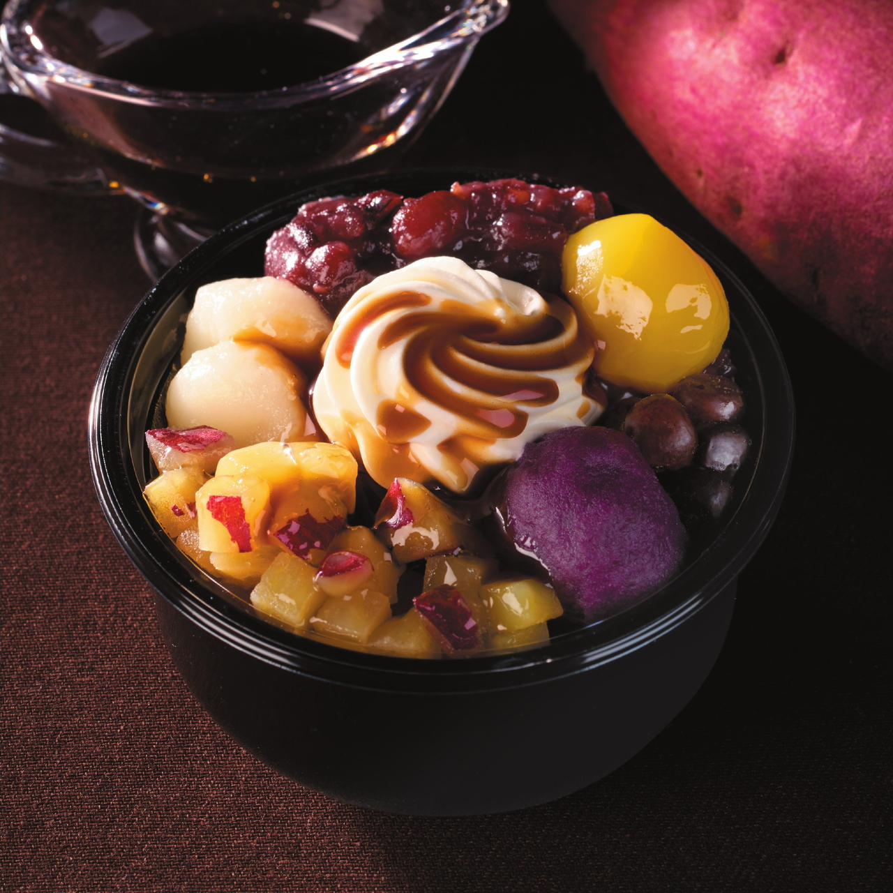 「2種のお芋と栗のあんみつ」（367円）