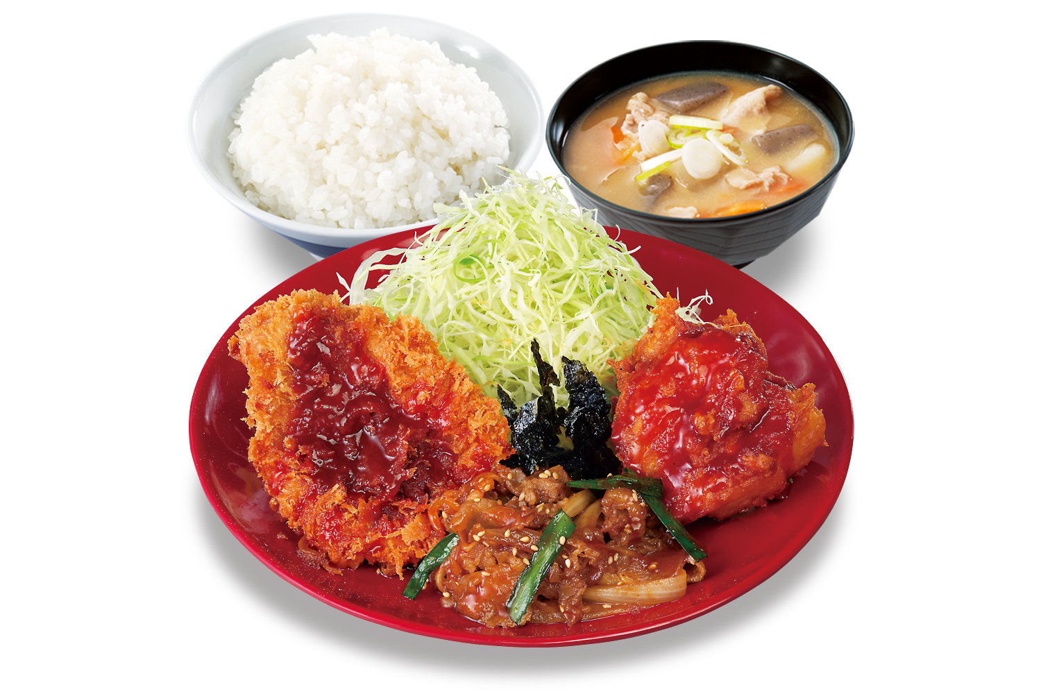 牛豚鶏のプルコギビビンカツ定食（温玉なし）
