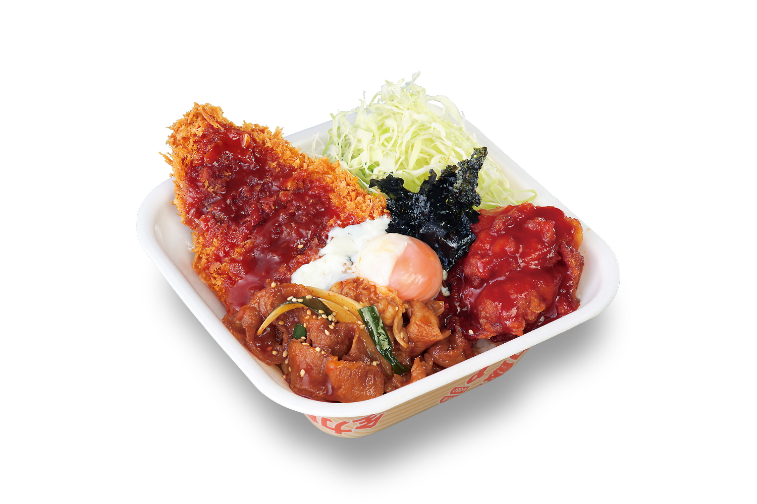 牛豚鶏のプルコギビビンカツ丼弁当（温玉あり）