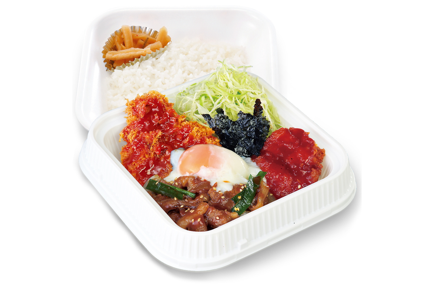 牛豚鶏のプルコギビビンカツ弁当（温玉あり）