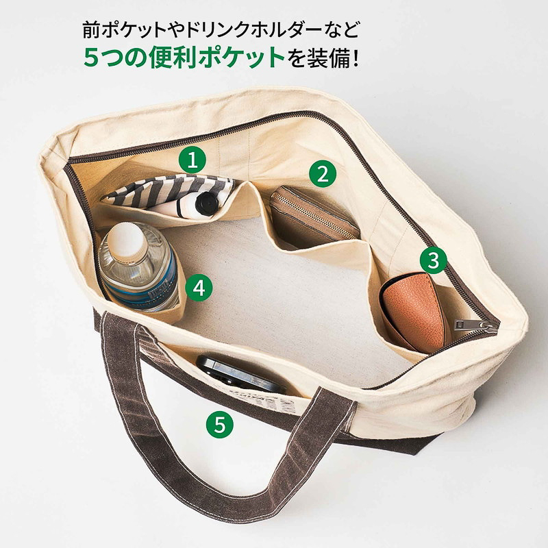 13インチのPCも入る大きさ。ポケットも多くて整理しやすい