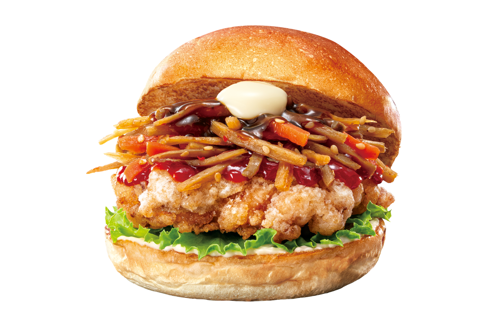 旨辛鶏ごぼうバーガー