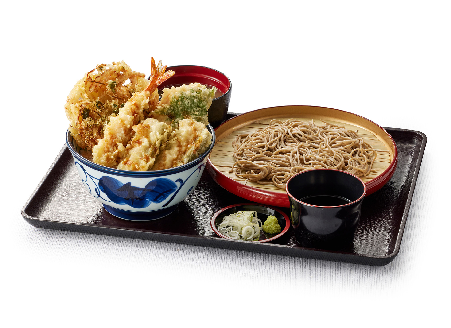 「ツナマヨちくわのまごころ天丼（小）藪そばセット（みそ汁付）」（1280円）