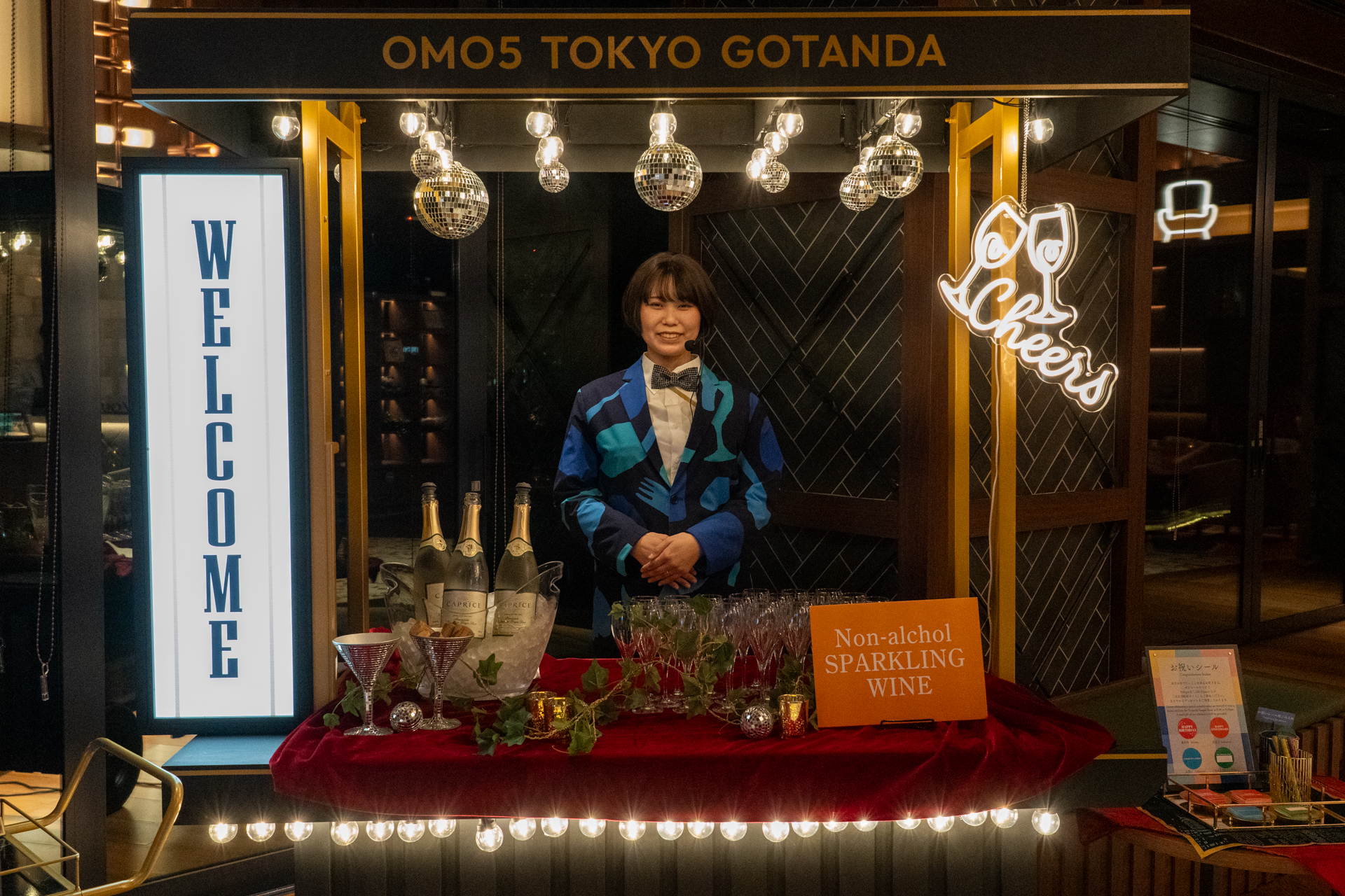 ノンアルコールのスパークリングワインが無料で提供されます