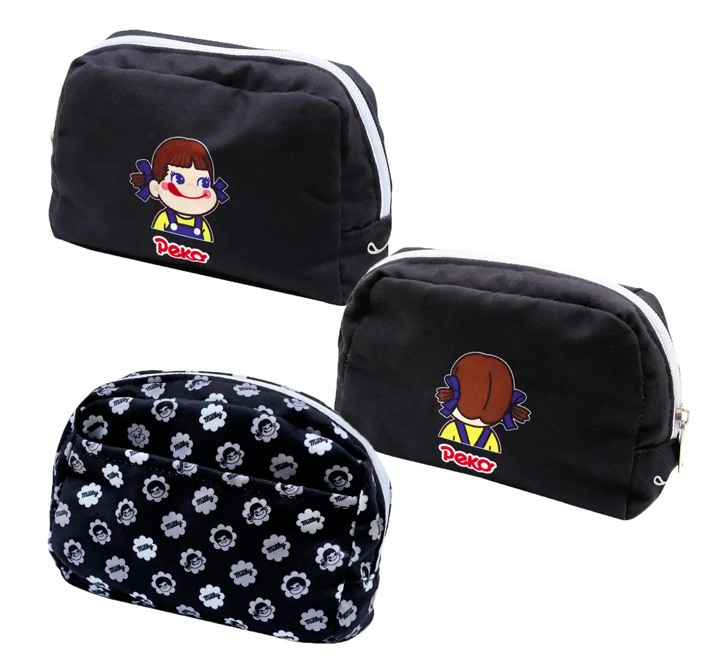 ペコちゃんリバーシブルポーチ（ブラック）