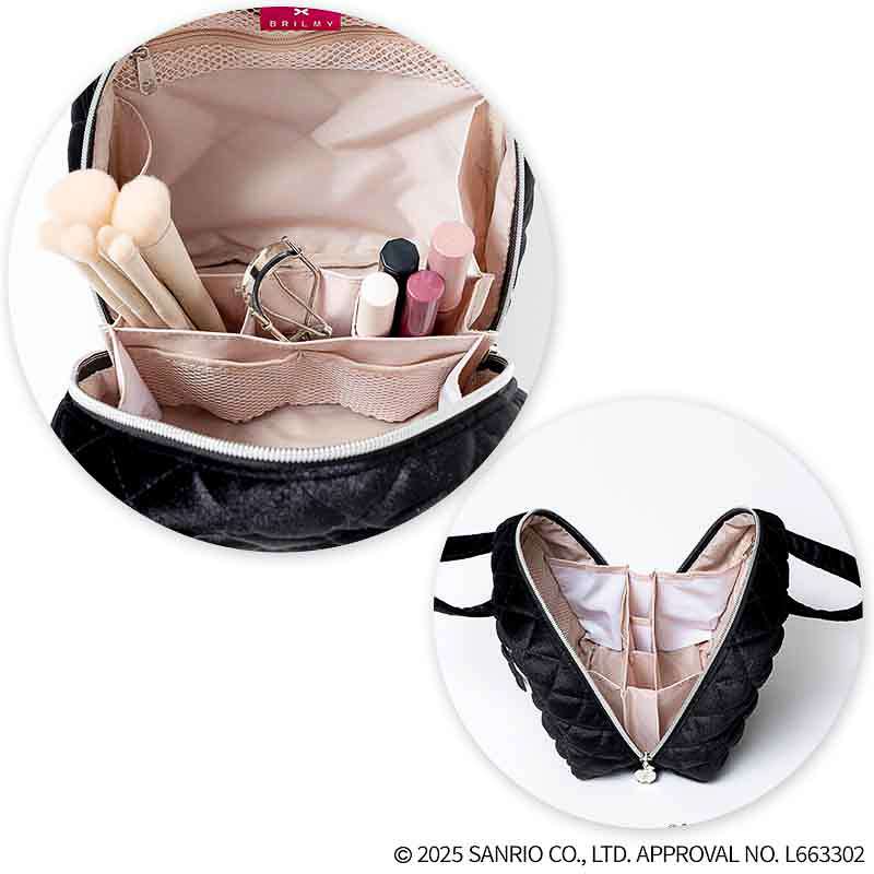 HELLO KITTY × BRILMY 中身が見えて時短がかなう ズボラに優しいコスメポーチ BOOK VELOUR BLACK ver. SPECIAL PACKAGE