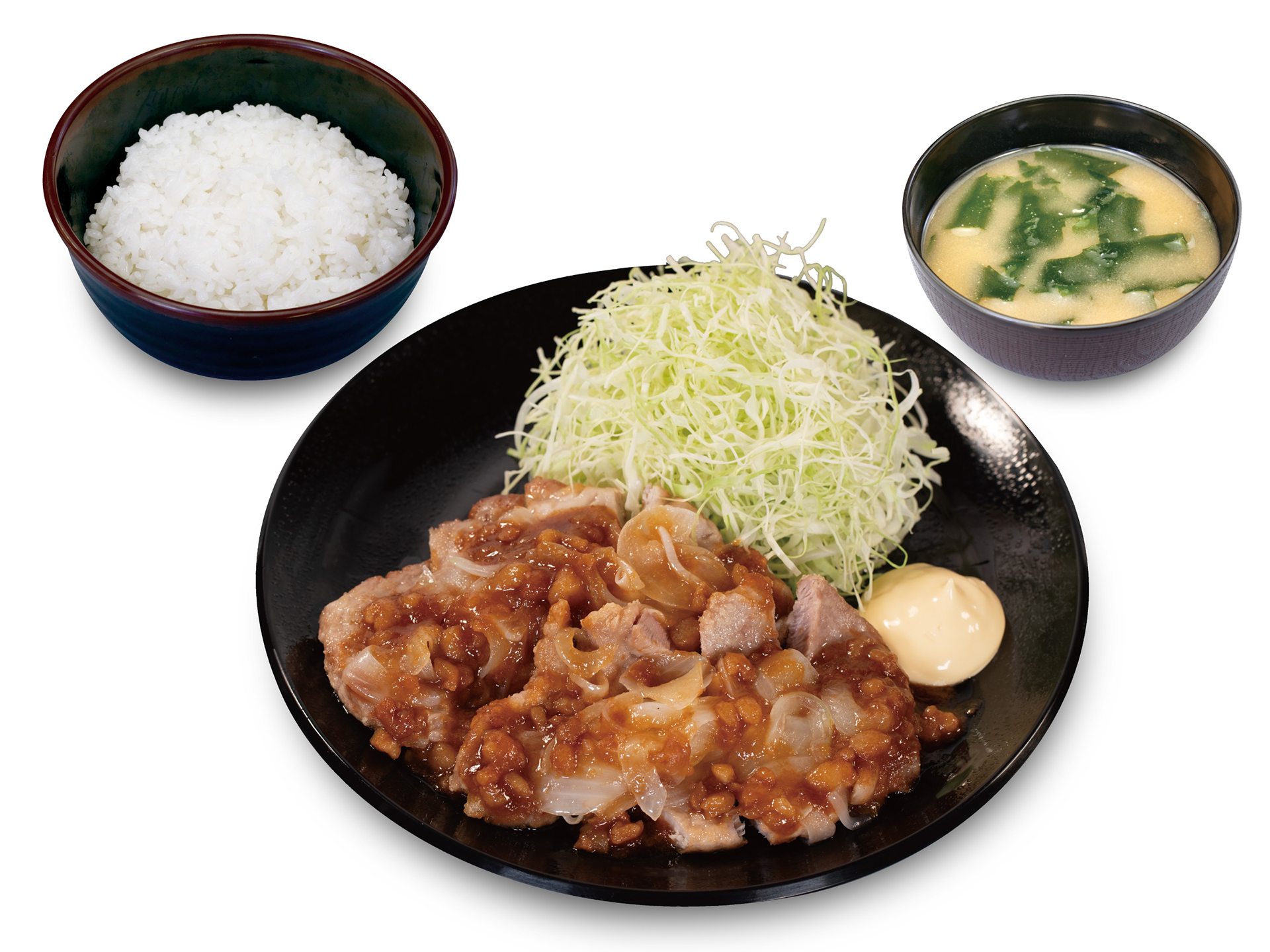 「背脂生姜タレのポークフライドステーキ定食」（990円）