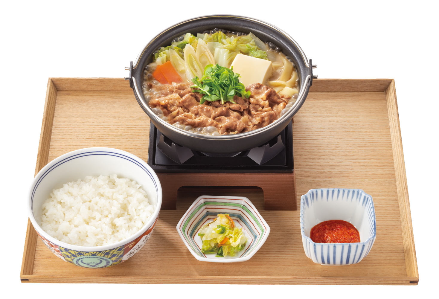 吉野家「ばり嗎監修とんこつ醤油牛鍋膳」（店内899円、テイクアウト883円）