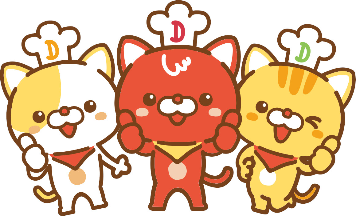 デニャーズの「ぐぅ（赤）」「るぅ（黄）」「めぇ（白）」