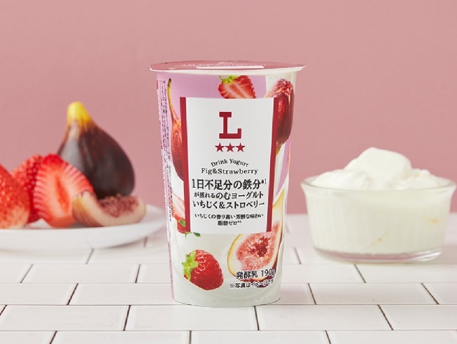 「1日不足分の鉄分が摂れる のむヨーグルト いちじく＆ストロベリー」（188円）