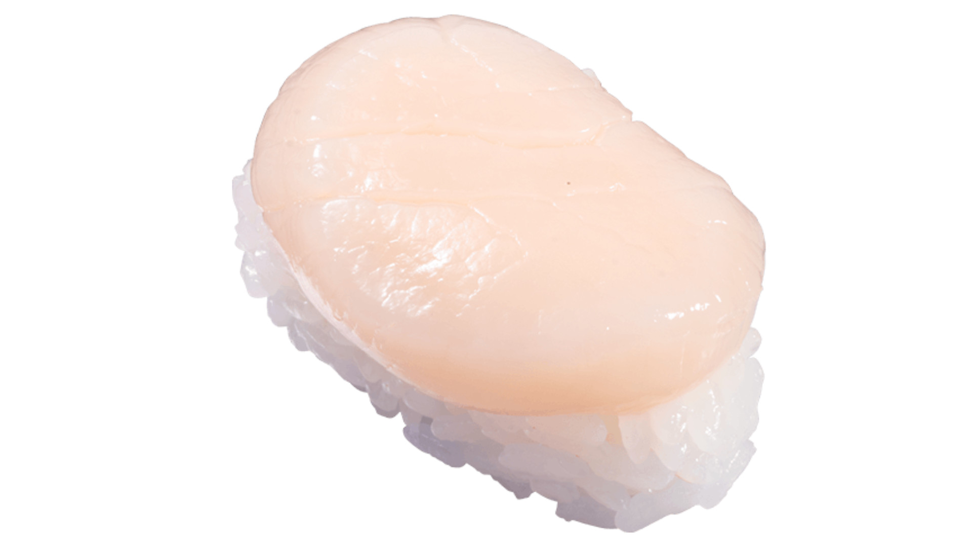 「ほたて一貫」（160円～）ほたての味わいを赤酢が包み込む