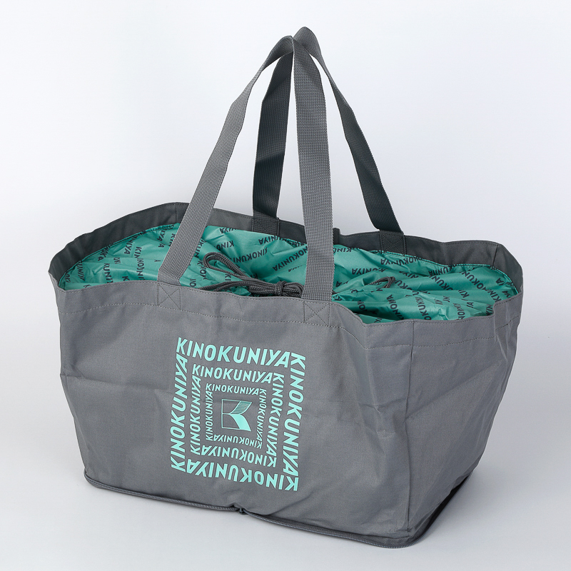 紀ノ国屋 折りたためる保冷カゴバッグ（ライトグレー）