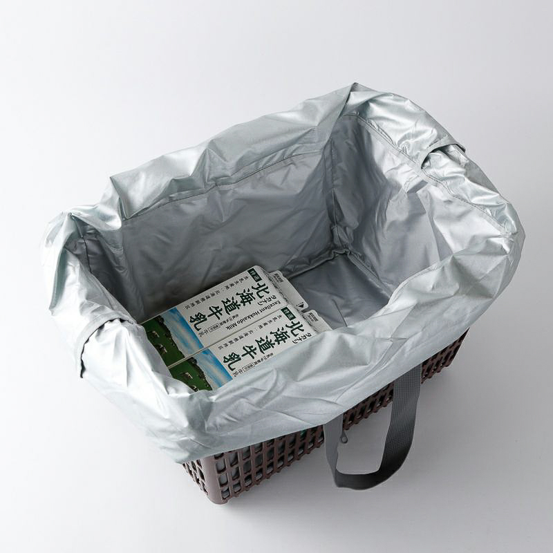 紀ノ国屋 折りたためる保冷カゴバッグ（ライトグレー）