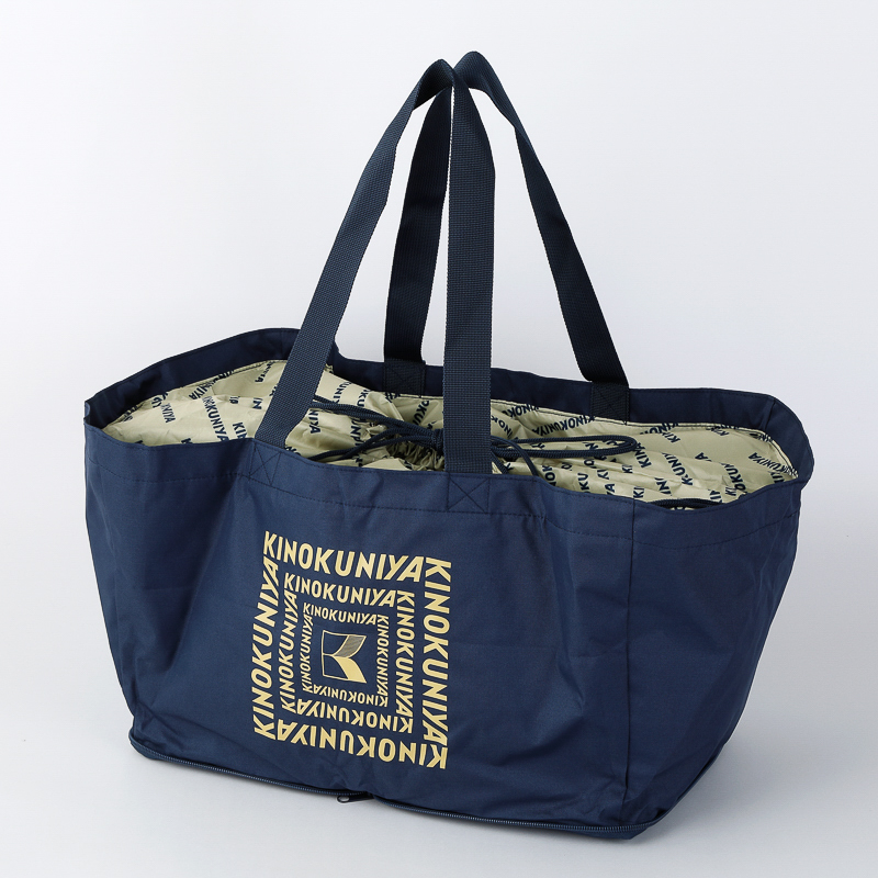 紀ノ国屋 折りたためる保冷カゴバッグ（インディゴ）