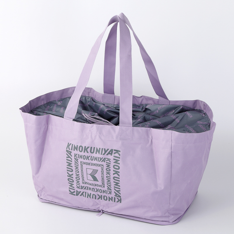 紀ノ国屋 折りたためる保冷カゴバッグ（パープル）