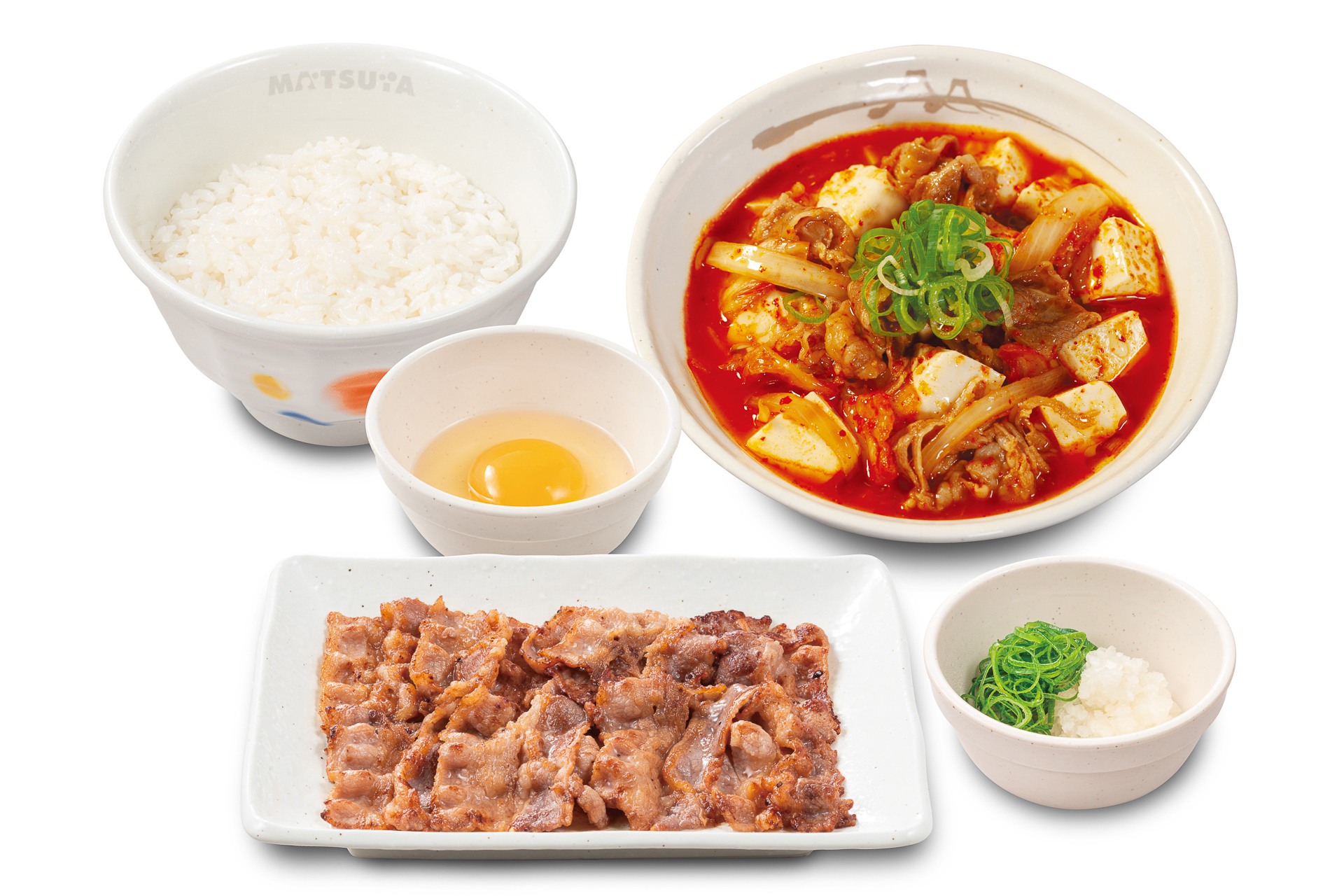 松屋「牛豆腐キムチチゲ牛カルビ焼肉定食」（1390円）