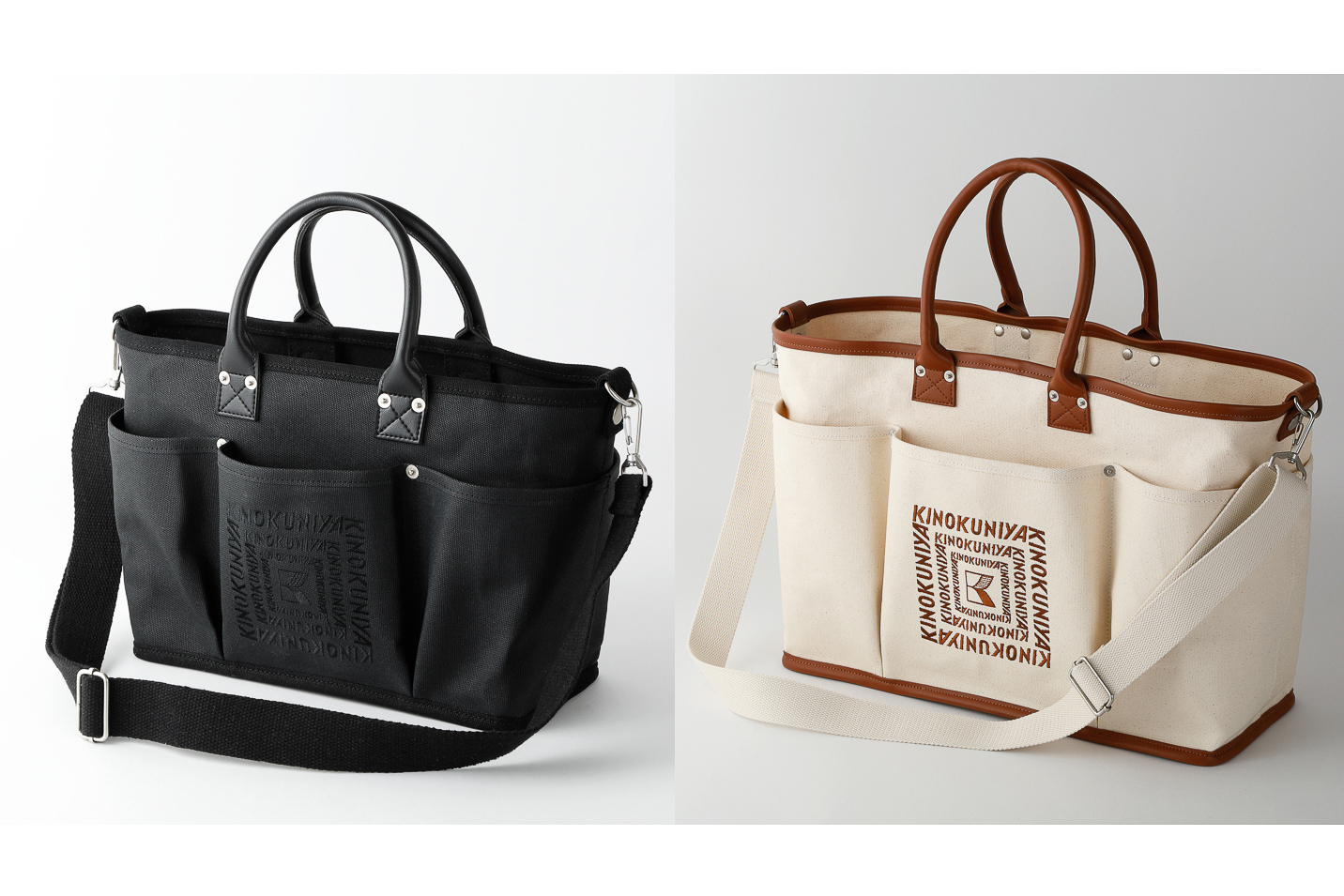 「紀ノ国屋 VegieBAG FLAP」（左）と「紀ノ国屋 VegieBAG LARGE」（右）