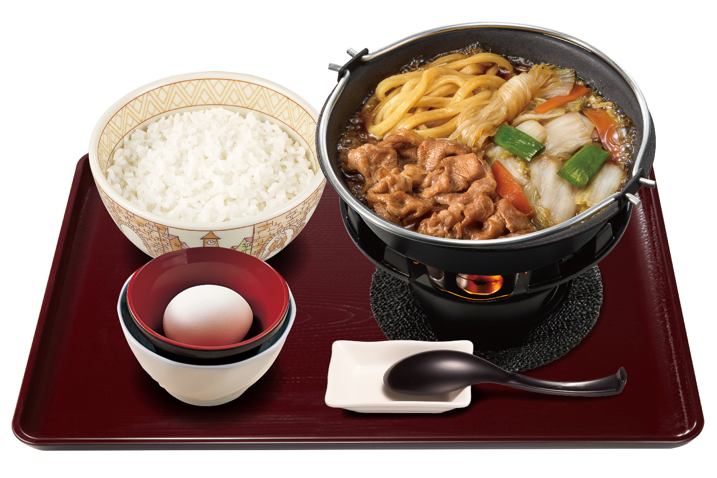 「牛すき鍋定食」（ごはんミニ 900円、並盛 930円、ごはん大盛 980円）