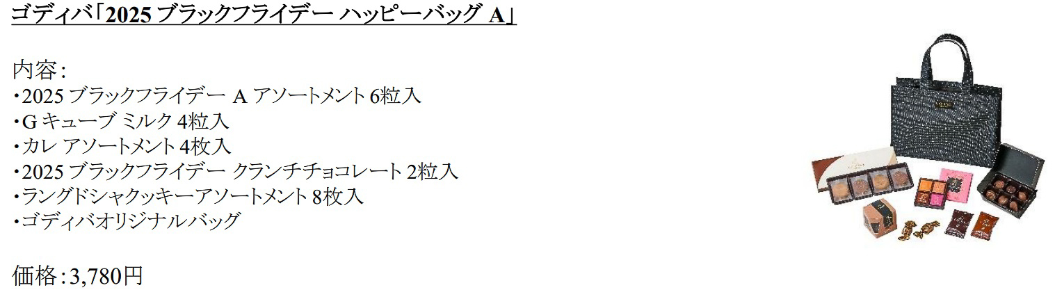 「2025 ブラックフライデー ハッピーバッグ A」（3780円）の詳細