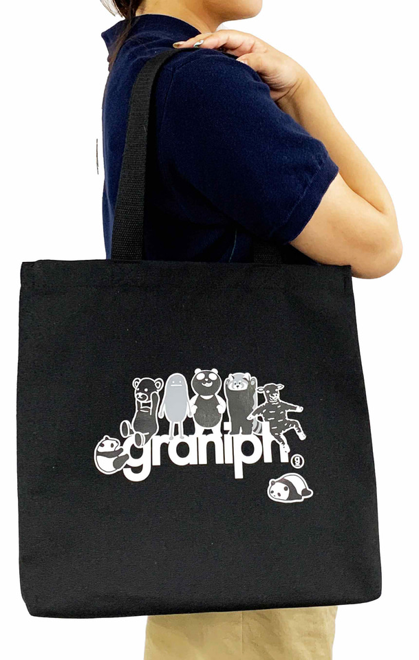 イオン　グラニフコラボ　トートバッグと巾着 イオン「graniph（グラニフ）」コラボのトートバッグがブラック