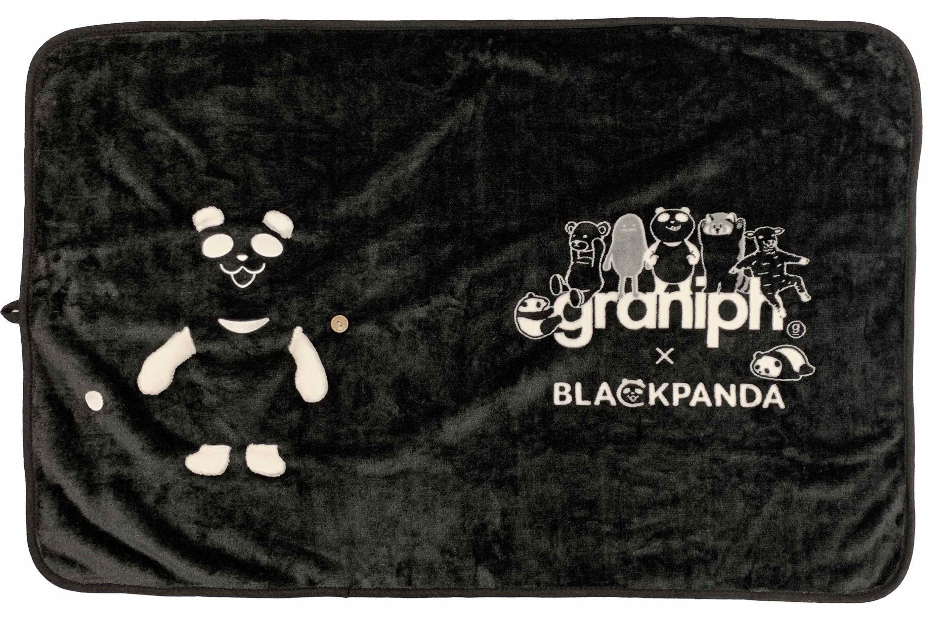 グラニフコラボ ブラックパンダ ぬいぐるみブランケット