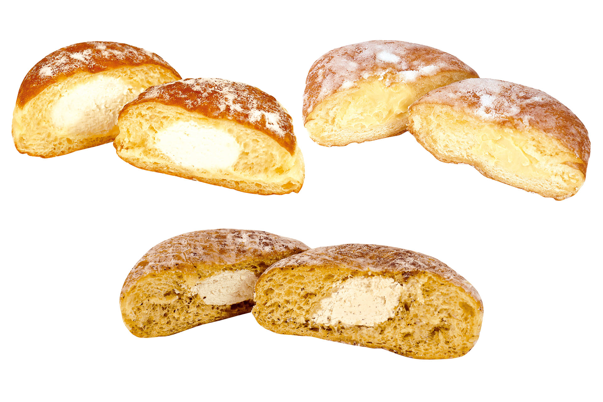 「milkyクリームドーナツ（プレーン/カスタード/季節限定 ロイヤルミルキーティー）」（各212円）