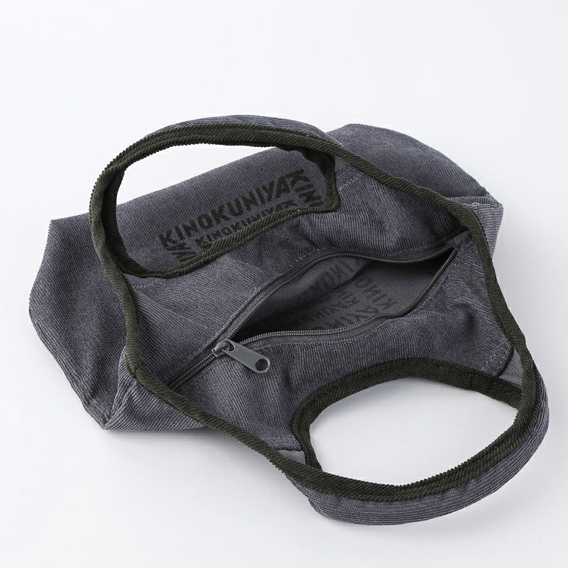 紀ノ国屋 コーデュロイミニバッグ（チャコールグレー）