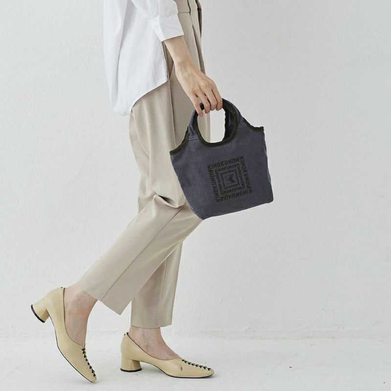 紀ノ国屋 コーデュロイミニバッグ（チャコールグレー）